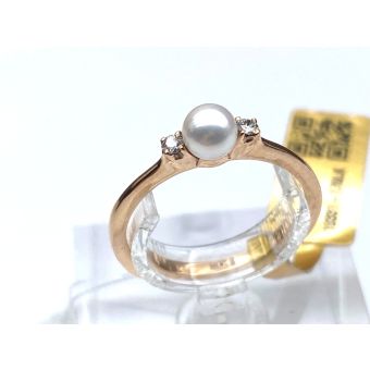 Kuldsõrmus-585 pärl 4,5-5mm,br.x2 0.06ct.2,13g