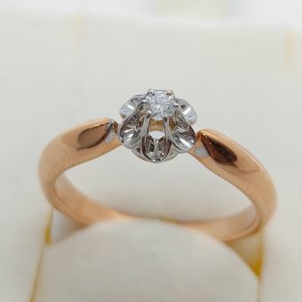 Kuld-585 kihlasõrmus br.0,061ct.3,23g