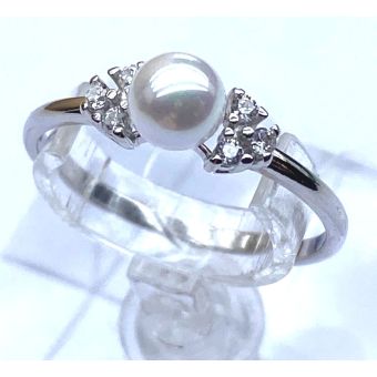 Hõbe-925 pärl fianite sõrmus 1,28g