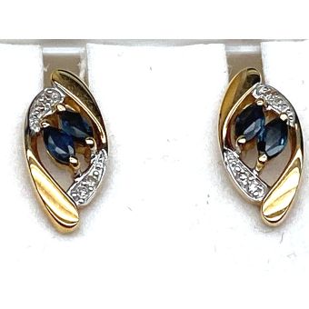 Kuldkõrvarõngad-585 br.0,05ct w/si saf.0,60ct 2,90g