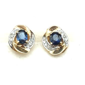 Kuldkõrvarõngad-585 teemand-safiir 1.20g