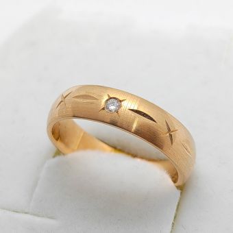 Kuld-585 abielusõrmus br.0,042ct.4,37g