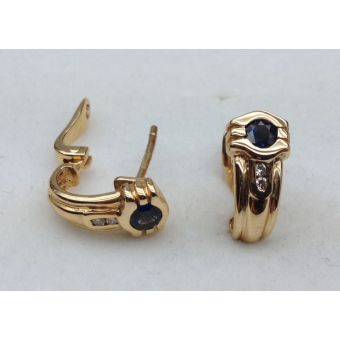 Kuldkõrvarõngad-585 br.0,04ct safiir 0,48ct 4,00g