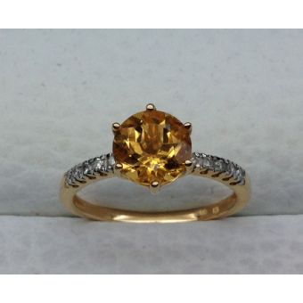 Kuldsõrmus-585 br0,10ct citr.1,7ct 2,50g