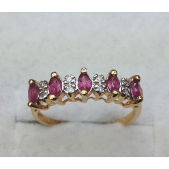 Kuldsõrmus-585 rubiinide ja brilliantidega  1,60g