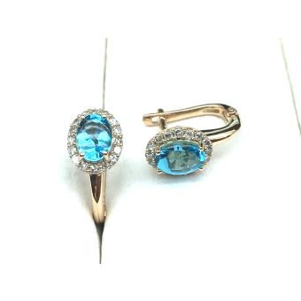 Kuld-585 kõrvarõngad cab.top.2,0ct;br.0,32ct 3,98g