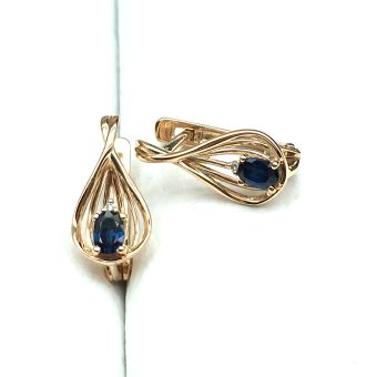 Kuld-585 kõrvarõngad saf.0,45ct;br.0,010ct 2,36g