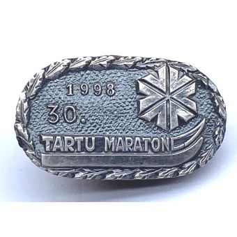 Hõbe-925 rinnamärk "tartu maraton 30"15x10 1.58g
