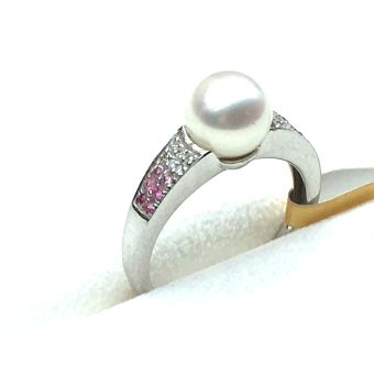 Kuldsõrmus-585 br 0,06ct pärliga 3,60g