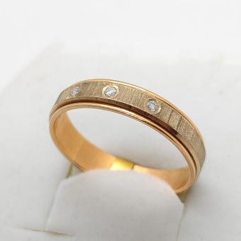 Kuld-585 abielusõrmus 4,53g br 3x 0,03c