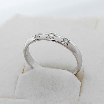 Kuld-585 abielusõrmus valgest kullast brilliantidega br 3x0,02ct tw/si 2,20g