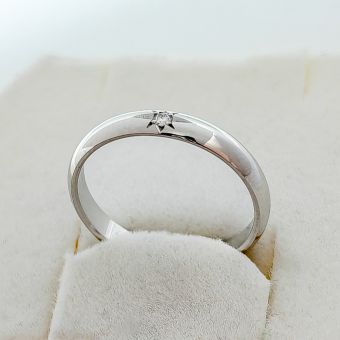 Kuld 585 abielusõrmus valgest kullast brilliantidega br 1x0,02ct tw/si 2,30g