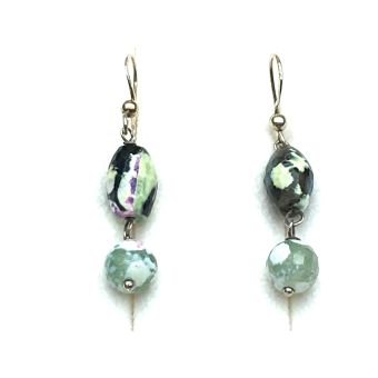 Hõbekõrvarõngad-925 kaltsedon kirju 4,35g